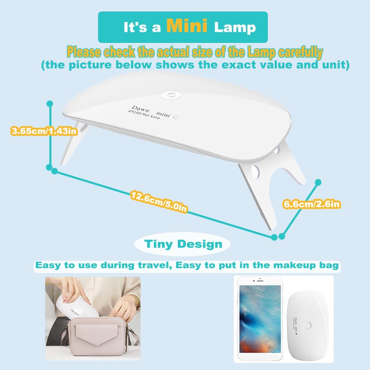 Kepma UV LED Nail Dryer Mini Lamp Portable Curing Light for Gel Nail Polish, 6W (White) - görsel 7