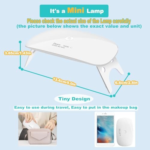 Kepma UV LED Nail Dryer Mini Lamp Portable Curing Light for Gel Nail Polish, 6W (White) - görsel 8