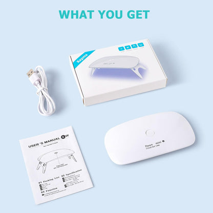 Kepma UV LED Nail Dryer Mini Lamp Portable Curing Light for Gel Nail Polish, 6W (White)