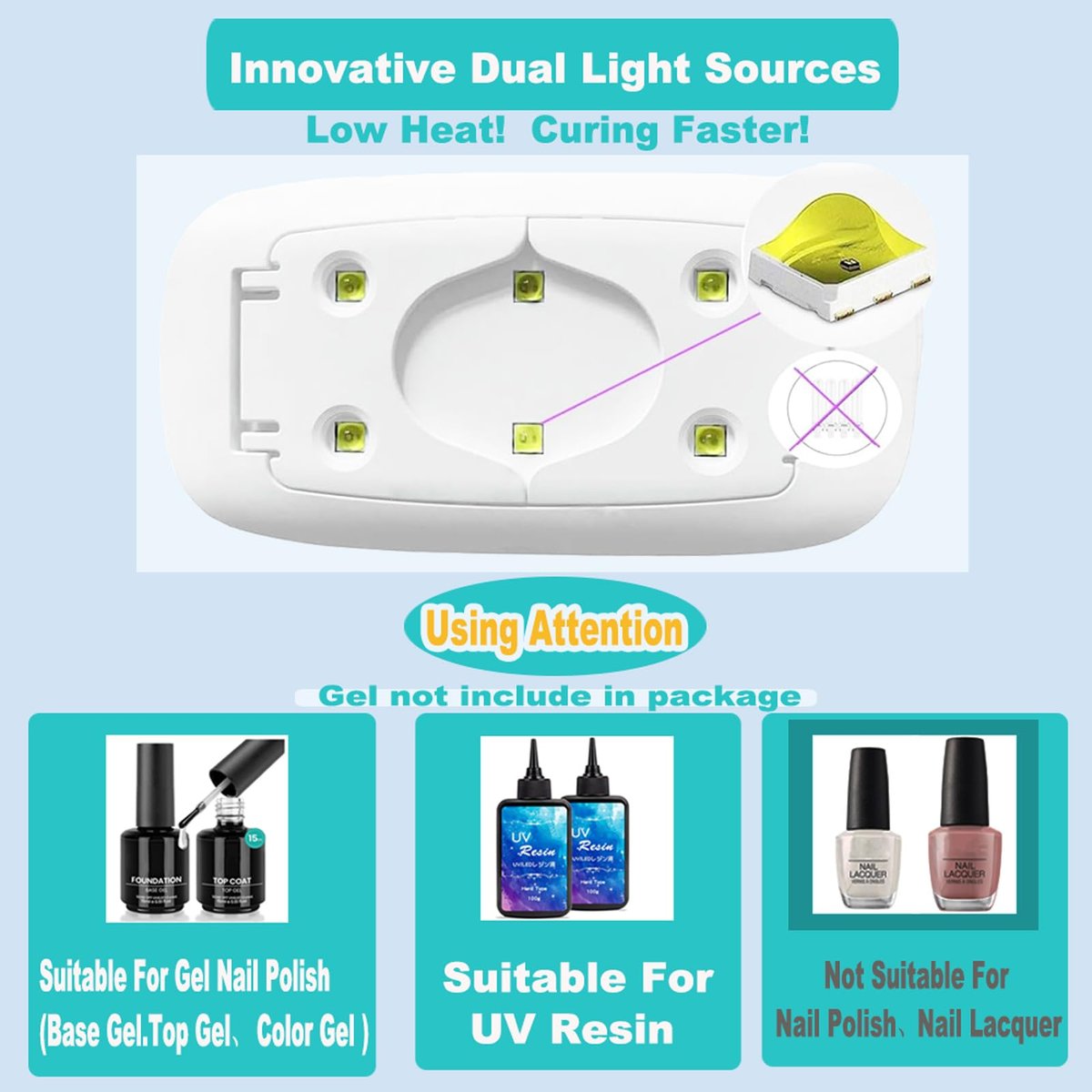 Kepma UV LED Nail Dryer Mini Lamp Portable Curing Light for Gel Nail Polish, 6W (White) - görsel 5