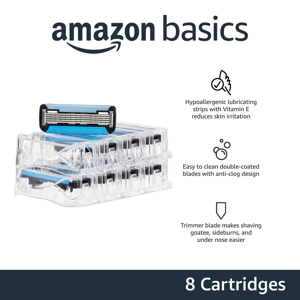 5-Blade MotionSphere Razor Blade Refills for Men's Shave with Dual Lubrication and Precision Beard Trimmer, 8 Cartridges (Fits Select Razor Handles Only) Avelisse