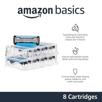 5-Blade MotionSphere Razor Blade Refills for Men's Shave with Dual Lubrication and Precision Beard Trimmer, 8 Cartridges (Fits Select Razor Handles Only) Avelisse