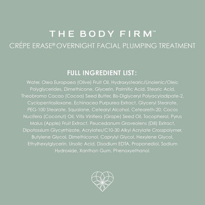 BODY FIRM Crepe Erase Plump & Firm Facial Treatment - Anti-Aging Night Cream for Face and Neck, Hydrating Moisturizer, 1.7 fl oz Avelisse