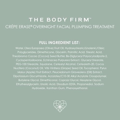 BODY FIRM Crepe Erase Plump & Firm Facial Treatment - Anti-Aging Night Cream for Face and Neck, Hydrating Moisturizer, 1.7 fl oz Avelisse
