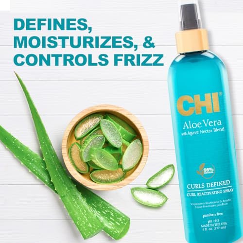 CHI Aloe Vera Curl Reactivating Spray - Enhances Waves, Curls & Coils, Intense Hydration, Sulfate, Paraben & Gluten Free, 6 oz Avelisse
