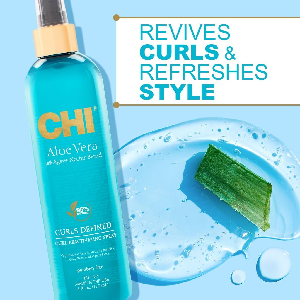 CHI Aloe Vera Curl Reactivating Spray - Enhances Waves, Curls & Coils, Intense Hydration, Sulfate, Paraben & Gluten Free, 6 oz Avelisse