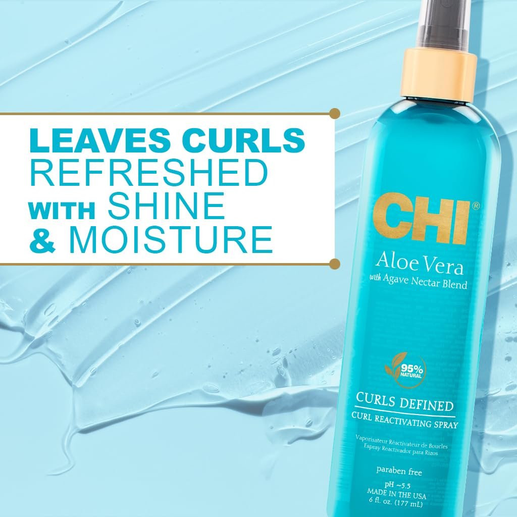 CHI Aloe Vera Curl Reactivating Spray - Enhances Waves, Curls & Coils, Intense Hydration, Sulfate, Paraben & Gluten Free, 6 oz Avelisse