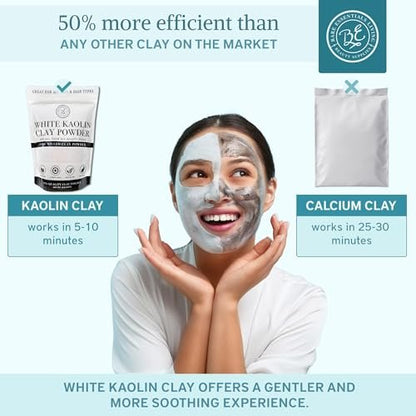 Bare Essentials Living White Kaolin Clay Powder (2 lb) - 100% Natural White Clay for Face Masks, DIY Spa, Soap, Bath Bombs, Deodorant, and Seed Bombs