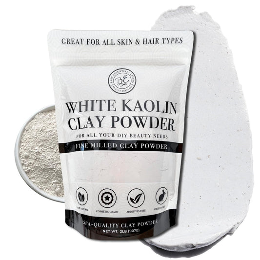 Bare Essentials Living White Kaolin Clay Powder (2 lb) - 100% Natural White Clay for Face Masks, DIY Spa, Soap, Bath Bombs, Deodorant, and Seed Bombs