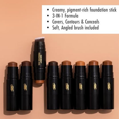 Black Radiance Color Perfect Foundation Stick with Soft Brush Applicator Duo – Buildable, Blendable Versatile Pigment-Rich Formula - Brownie