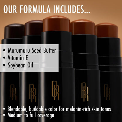 Black Radiance Color Perfect Foundation Stick with Soft Brush Applicator Duo – Buildable, Blendable Versatile Pigment-Rich Formula - Brownie