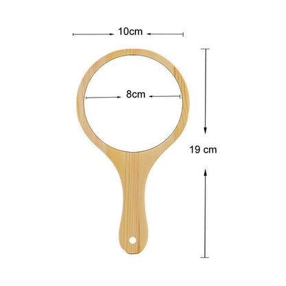 mollensiuer Wooden Handle Portable Round Cosmetic Mirror – Handmade Hand Held Mirrors for Home and Travel Makeup Use
