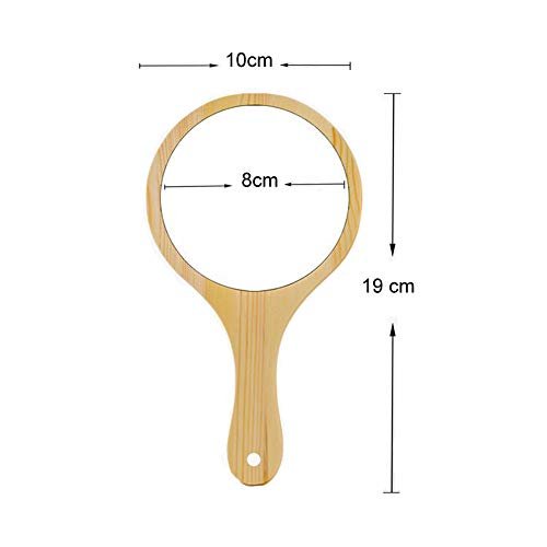 mollensiuer Wooden Handle Portable Round Cosmetic Mirror – Handmade Hand Held Mirrors for Home and Travel Makeup Use - görsel 4