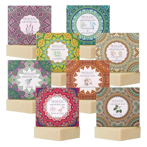 AEGEAN 100% Natural Bar Soap with Organic Ingredients - Vegan, Moisturizing Handmade Body Soap Bars for Women & Men, Scented with Premium Essential Oils (6 Count Pack) Avelisse