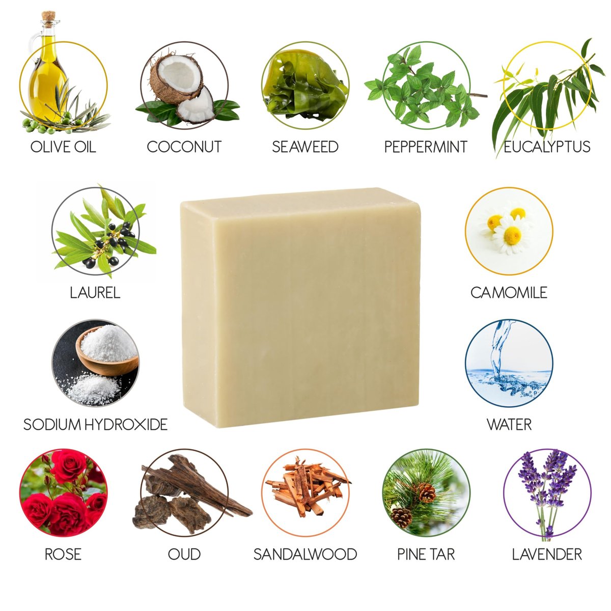 AEGEAN 100% Natural Bar Soap with Organic Ingredients - Vegan, Moisturizing Handmade Body Soap Bars for Women & Men, Scented with Premium Essential Oils (6 Count Pack) Avelisse