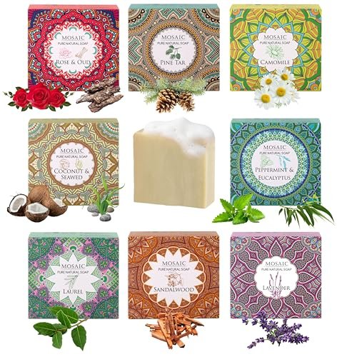 AEGEAN 100% Natural Bar Soap with Organic Ingredients - Vegan, Moisturizing Handmade Body Soap Bars for Women & Men, Scented with Premium Essential Oils (6 Count Pack) Avelisse