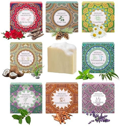 AEGEAN 100% Natural Bar Soap with Organic Ingredients - Vegan, Moisturizing Handmade Body Soap Bars for Women & Men, Scented with Premium Essential Oils (6 Count Pack) Avelisse