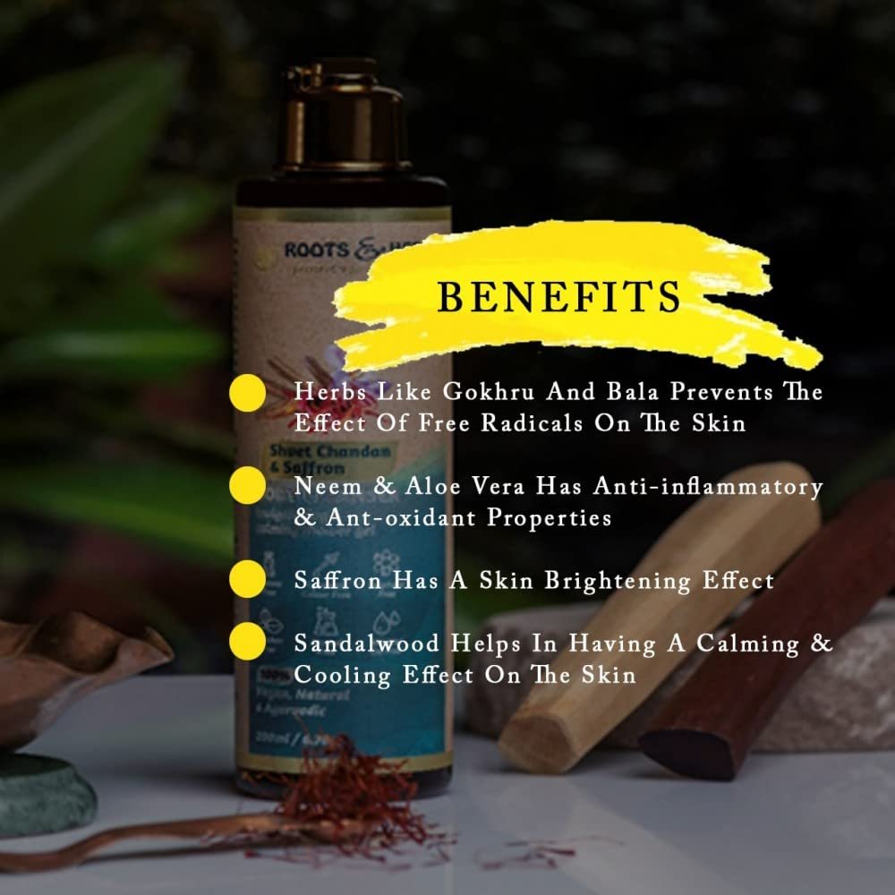 ROOTS AND HERBS Ayurvedic Body Wash with Red Sandalwood & Saffron – 6.76 oz - görsel 9