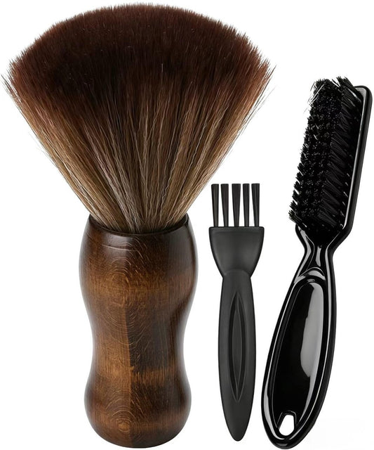 Borogo 3-Piece Professional Barber Neck Duster Brush Set – Large Hair Cutting Cleaning Hairbrush for Styling
