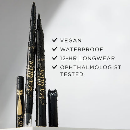 Tarte Sex Kitten Liquid Liner – Waterproof, All-Day Wear Eyeliner Pen with Castor Oil for Bold, Nourished Lashes, Vegan & Cruelty-Free, Full Size, Black