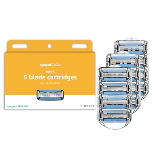 Premium 5-Blade Razor Refills for Men - Hypoallergenic, Dual Lubrication, Precision Beard Trimmer, 12-Pack Avelisse