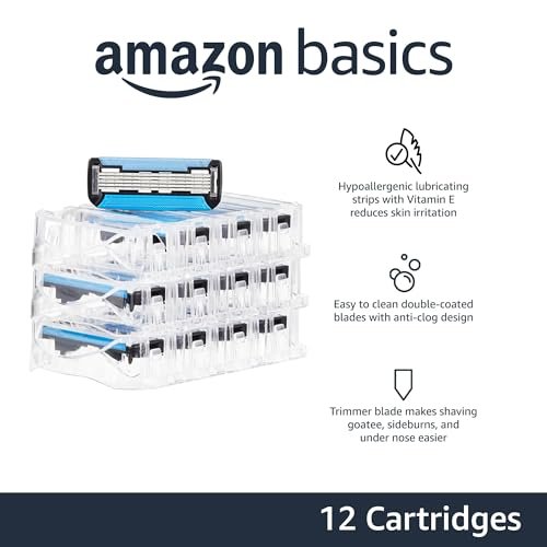 Premium 5-Blade Razor Refills for Men - Hypoallergenic, Dual Lubrication, Precision Beard Trimmer, 12-Pack Avelisse