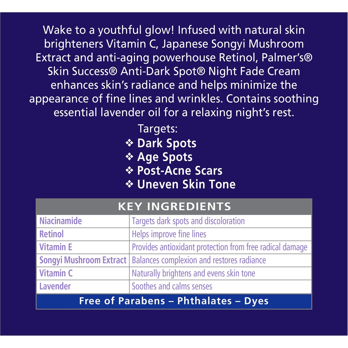 Palmer's Skin Success Anti-Dark Spot Nighttime Fade Cream with Retinol & Niacinamide, Dark Spot Corrector for Face, 2.7 oz - görsel 9