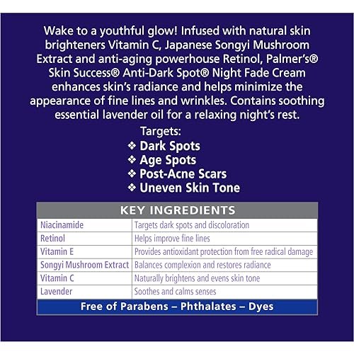 Palmer's Skin Success Anti-Dark Spot Nighttime Fade Cream with Retinol & Niacinamide, Dark Spot Corrector for Face, 2.7 oz - görsel 10