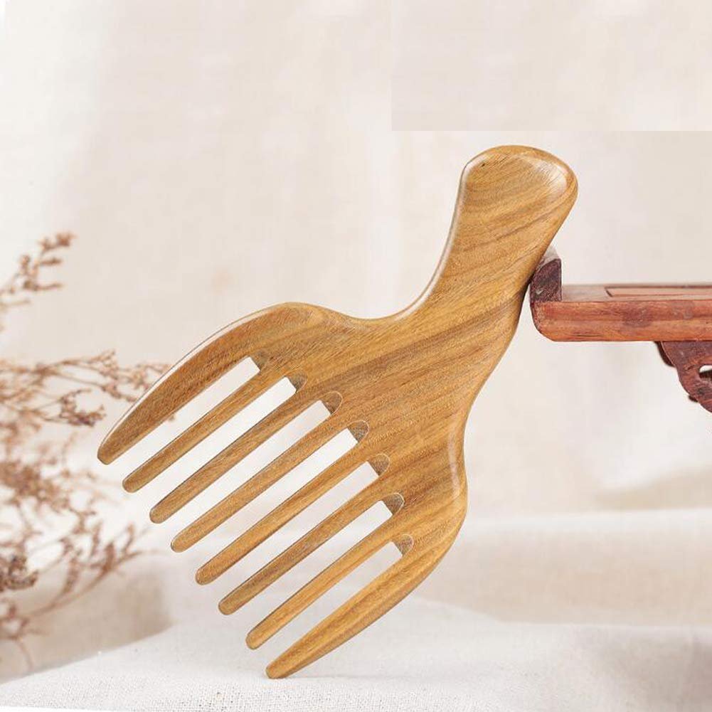 Sandalwood Hair Comb with Wide Tooth, Afro Pick & Beard Styling – 1 Pack, Wooden-Color, 13x7.7cm - görsel 3