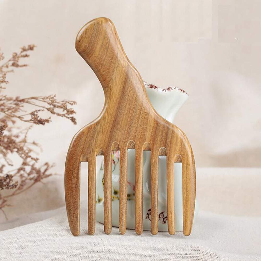 Sandalwood Hair Comb with Wide Tooth, Afro Pick & Beard Styling – 1 Pack, Wooden-Color, 13x7.7cm - görsel 9