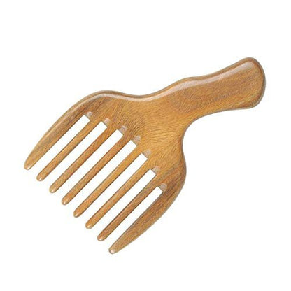 Sandalwood Hair Comb with Wide Tooth, Afro Pick & Beard Styling – 1 Pack, Wooden-Color, 13x7.7cm