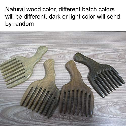 Sandalwood Hair Comb with Wide Tooth, Afro Pick & Beard Styling – 1 Pack, Wooden-Color, 13x7.7cm - görsel 12
