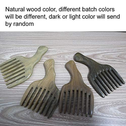 Sandalwood Hair Comb with Wide Tooth, Afro Pick & Beard Styling – 1 Pack, Wooden-Color, 13x7.7cm