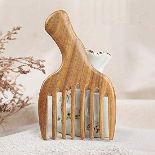 Sandalwood Hair Comb with Wide Tooth, Afro Pick & Beard Styling – 1 Pack, Wooden-Color, 13x7.7cm - görsel 10
