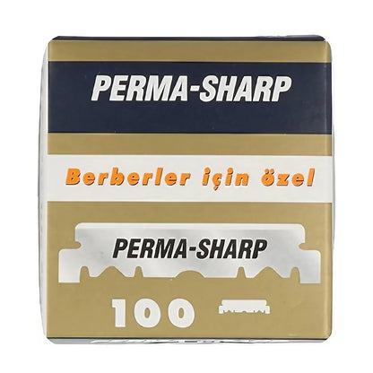 100 Perma-Sharp Straight Edge Razor Blades - Professional Barber Razors, Stainless Steel, 100 Count
