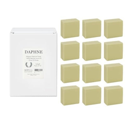 Aleppo Soap Bar – Handmade, 100% Pure Natural Vegan Soap with Olive Oil & Laurel – Body, Face & Bath Soap – Detox Spa Soap Gift Set – 5.6 oz Each, 12 Bars Avelisse