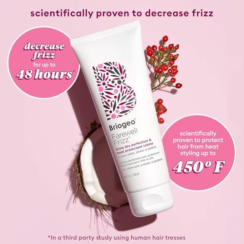 Briogeo Farewell Frizz Blow Dry Perfection & Heat Protectant Crème – Silicone-Free Frizz Control & Heat Protection Up to 450°F, Vegan & Cruelty-Free, 4 oz - görsel 6