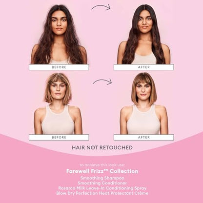 Briogeo Farewell Frizz Blow Dry Perfection & Heat Protectant Crème – Silicone-Free Frizz Control & Heat Protection Up to 450°F, Vegan & Cruelty-Free, 4 oz