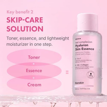 Hanskin Hyaluron Skin Essence Toner – Korean Hydrating Toner for Glass Skin | Hyaluronic Acid & Collagen | Lightweight Moisturizing Astringent for Dry, Sensitive & Dull Skin | K-Beauty (5.07 fl oz) Avelisse