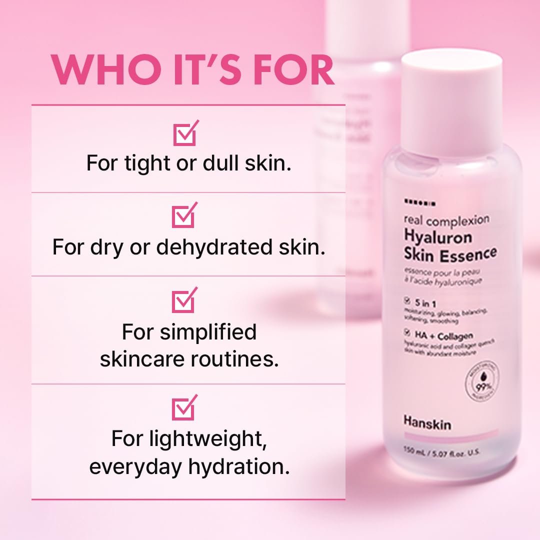 Hanskin Hyaluron Skin Essence Toner – Korean Hydrating Toner for Glass Skin | Hyaluronic Acid & Collagen | Lightweight Moisturizing Astringent for Dry, Sensitive & Dull Skin | K-Beauty (5.07 fl oz) Avelisse