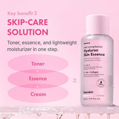 Hanskin Hyaluron Skin Essence Toner – Korean Hydrating Toner for Glass Skin | Hyaluronic Acid & Collagen | Lightweight Moisturizing Astringent for Dry, Sensitive & Dull Skin | K-Beauty (5.07 fl oz) Avelisse