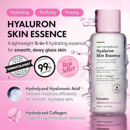 Hanskin Hyaluron Skin Essence Toner – Korean Hydrating Toner for Glass Skin | Hyaluronic Acid & Collagen | Lightweight Moisturizing Astringent for Dry, Sensitive & Dull Skin | K-Beauty (5.07 fl oz) Avelisse