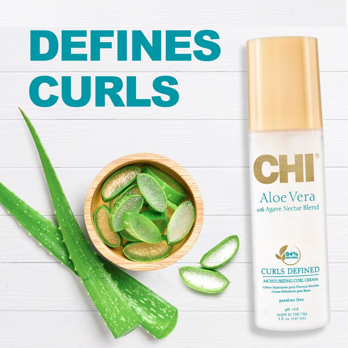 CHI Aloe Vera Moisturizing Curl Cream – Define & Hydrate Curls, Sulfate & Paraben Free, 5 oz Avelisse