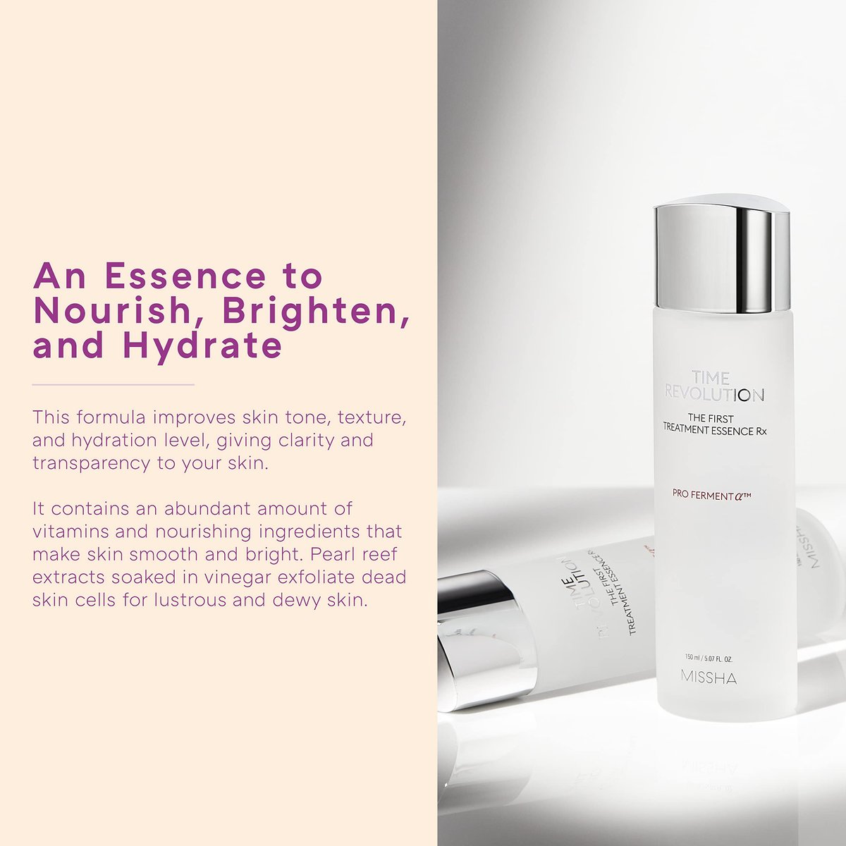 MISSHA Time Revolution The First Essence RX (4th Gen) 150ml - Hydrating Korean Face Essence Toner for Smooth, Balanced Skin Avelisse