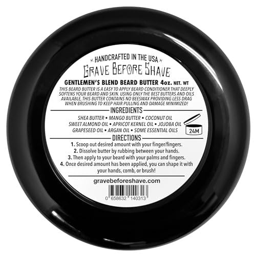 Grave Before Shave Gentlemen's Blend Beard Butter - 4 oz Premium Beard Conditioner Avelisse