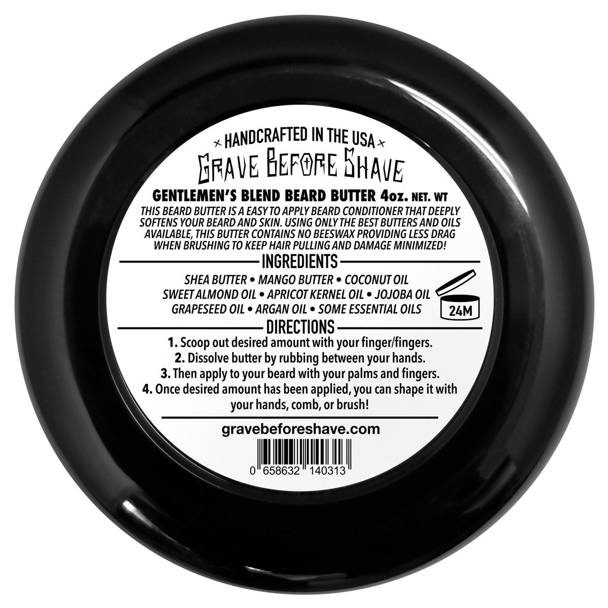 Grave Before Shave Gentlemen's Blend Beard Butter - 4 oz Premium Beard Conditioner Avelisse