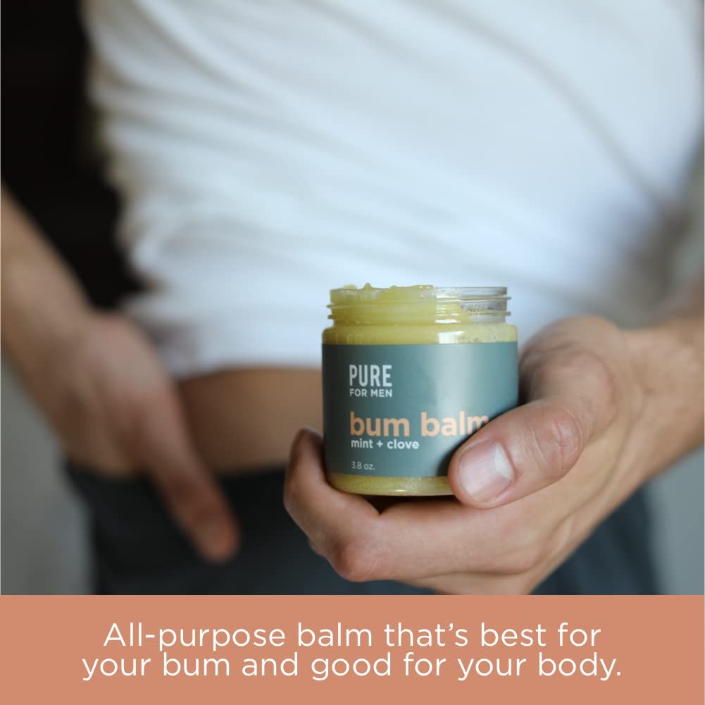 Pure for Men Bum Balm | Raw Lotion for Men | All Purpose Skin Hydration and Deodorizing Balm | Raw Shea Butter, Mint and Clove | 3.9 oz. Avelisse