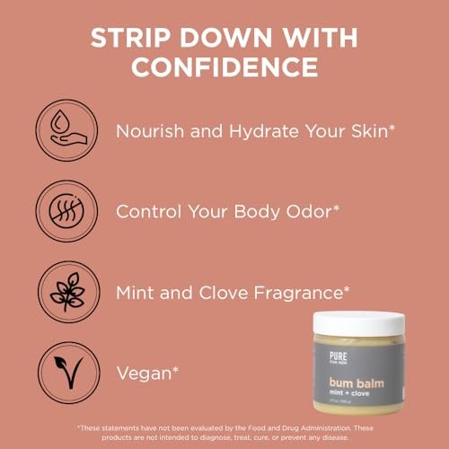 Pure for Men Bum Balm | Raw Lotion for Men | All Purpose Skin Hydration and Deodorizing Balm | Raw Shea Butter, Mint and Clove | 3.9 oz. Avelisse