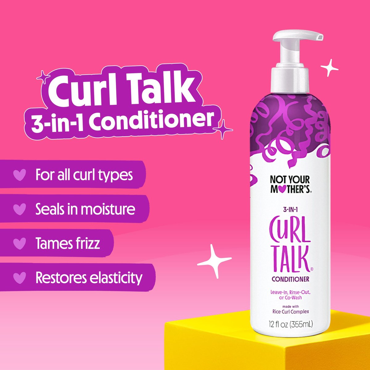 Not Your Mother's Curl Talk Shampoo and Conditioner Set for Curly Hair - 2 Pack, 12 fl oz Each - Cleanse & Hydrate, Control Frizz for All Curl Types Avelisse