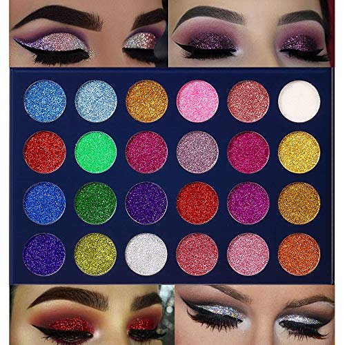 Aolailiya 24 Color Pressed Glitter Eyeshadow Palette - Mineral Ultra Shimmer Makeup Palette, Long Lasting Waterproof Eye Shadow Powder - görsel 8